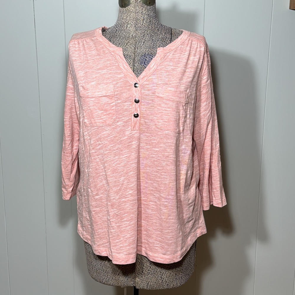 Christopher & Banks Womens XL Salmon Mid Length Sleeve Blouse